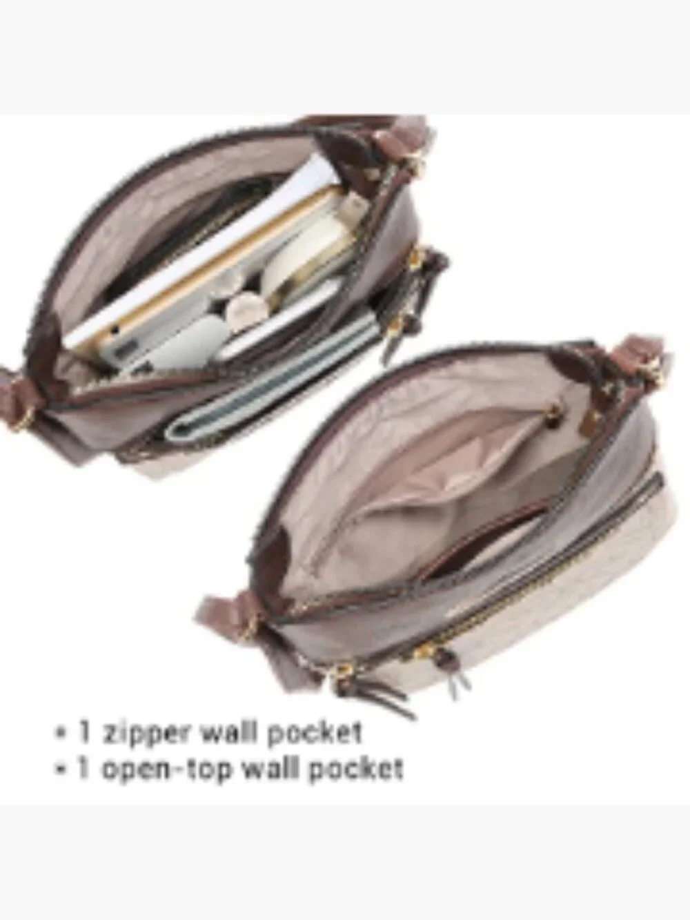 Women's Vegan Leather Crossbody Bag Adjustable Strap Multi Zipper Pockets